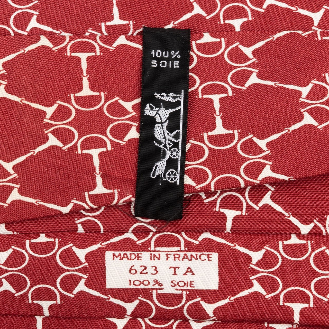 Hermès Horsebit Print Silk Tie Krawatte Rood