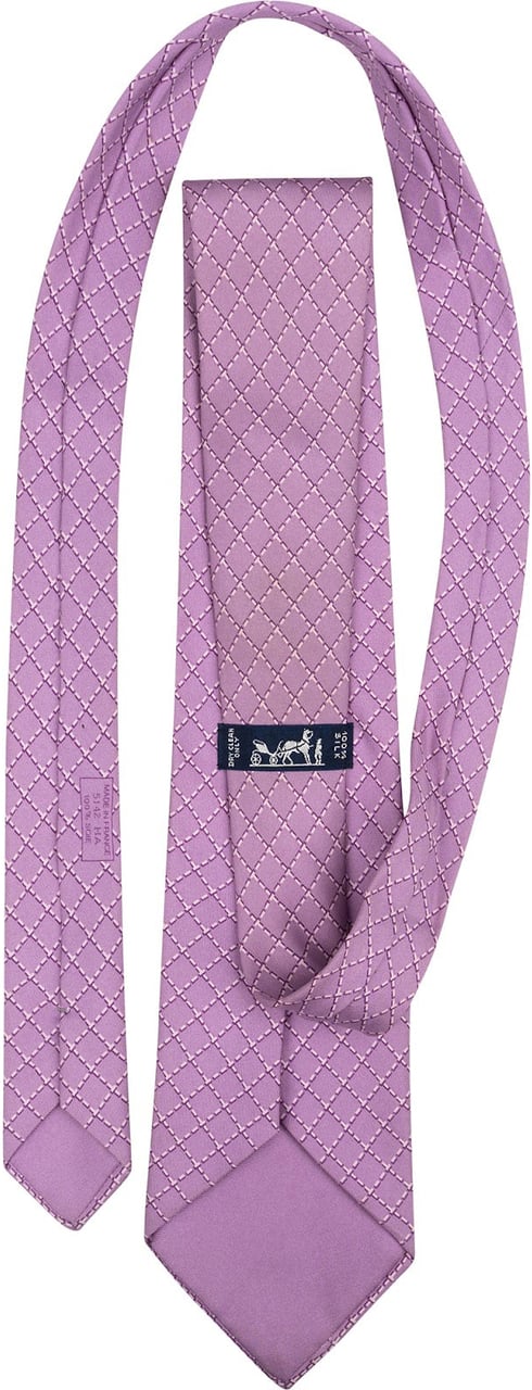 Hermès Diamond Pattern Silk Tie Krawatte Paars