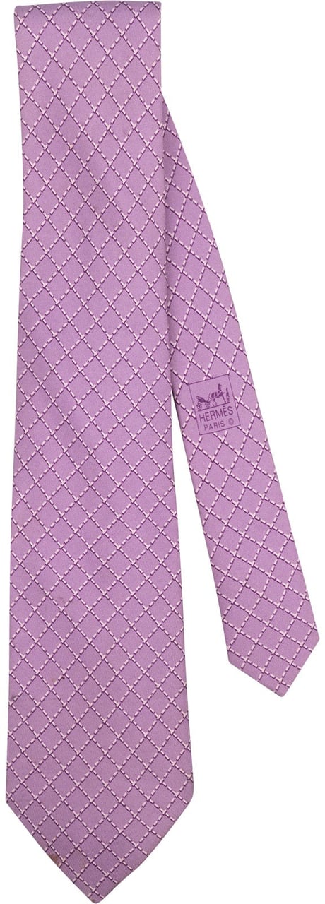 Hermès Diamond Pattern Silk Tie Krawatte Paars