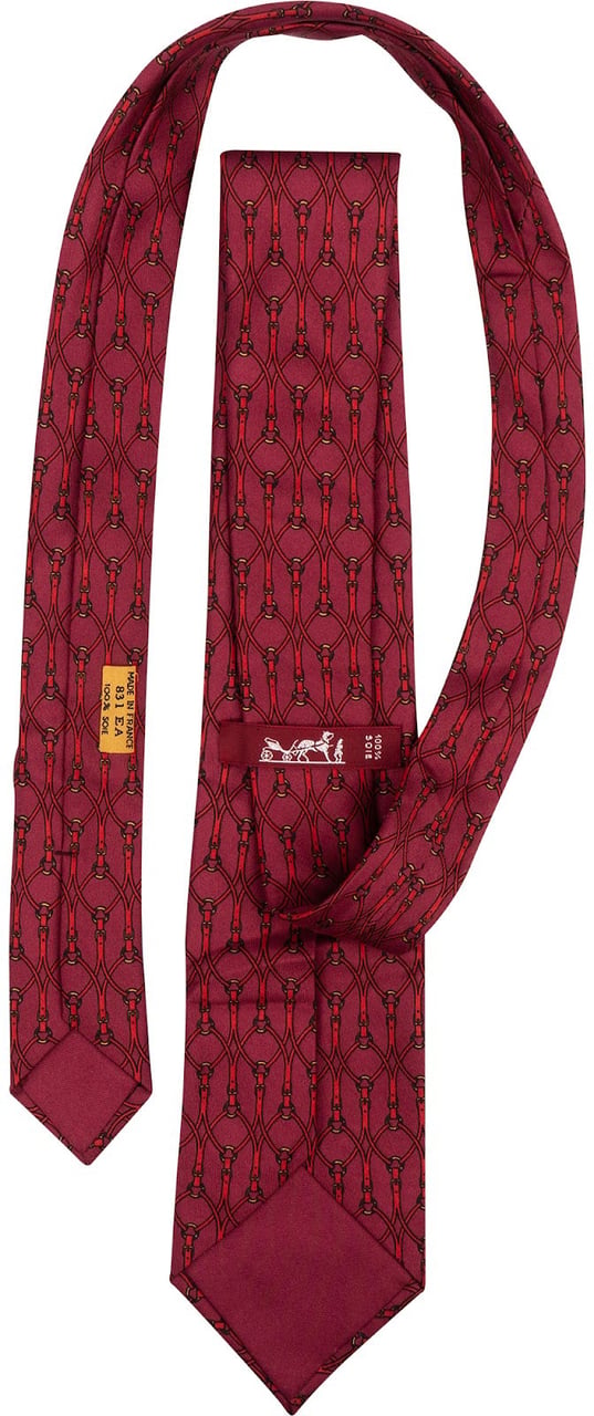 Hermès Horsebit Pattern Silk Tie Krawatte Rood
