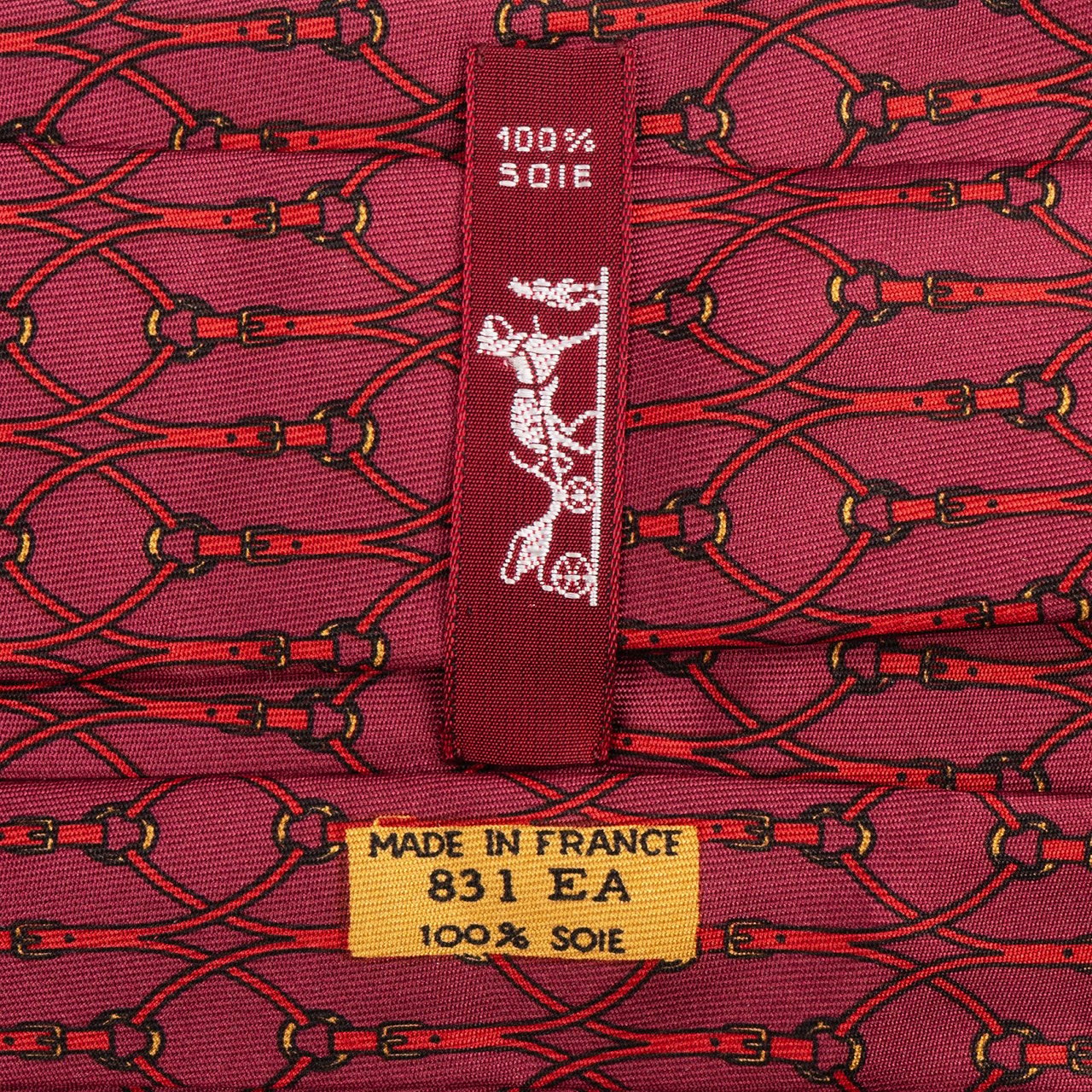 Hermès Horsebit Pattern Silk Tie Krawatte Rood