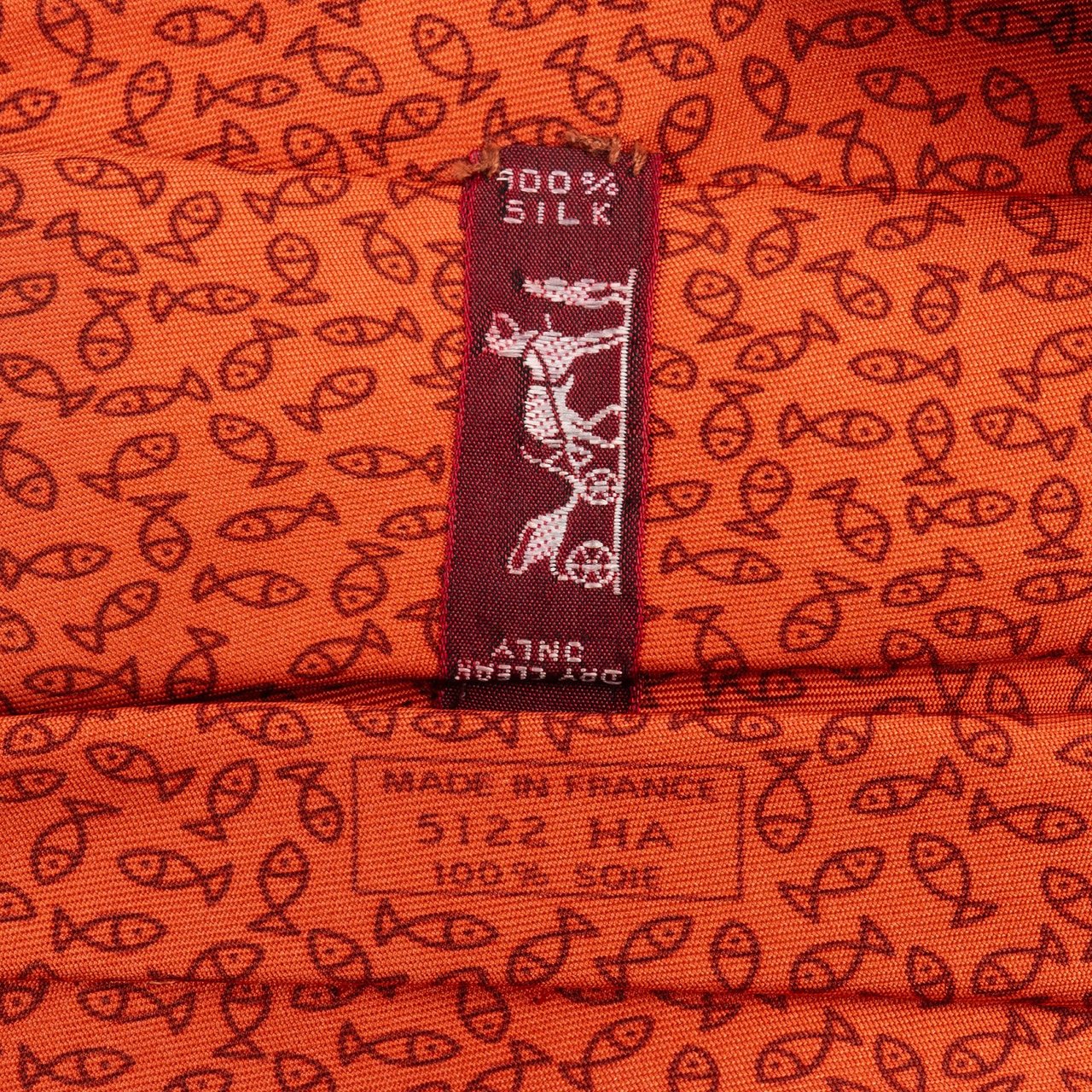 Hermès Fish Print Silk Tie Krawatte Oranje
