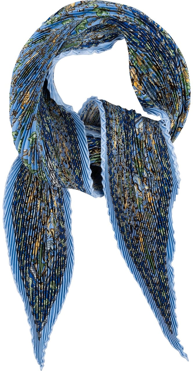 Hermès Chasse en Inde Plissé Tuch Scarf Blauw