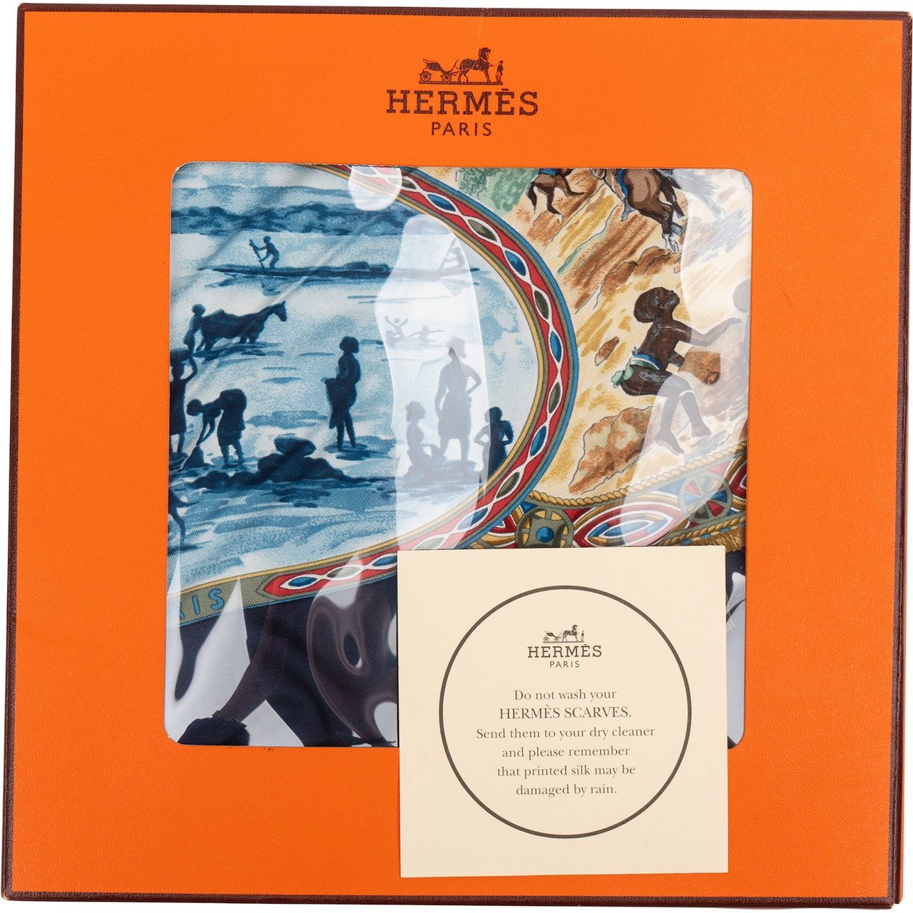 Hermès Les Cavaleries d'Or Silk Carre 90 Scarf Tuch Navy
