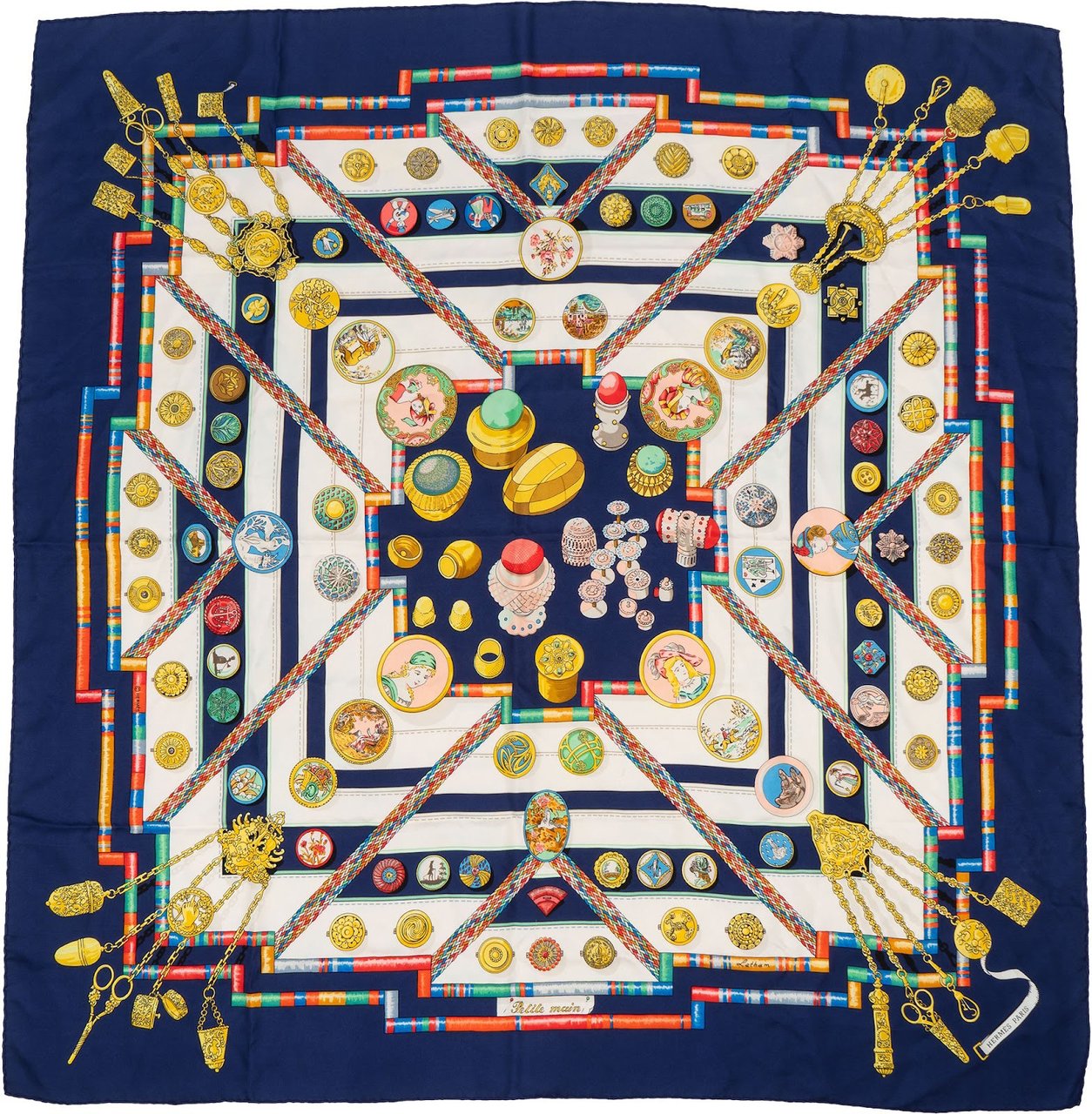 Hermès Petite Main Silk 90 Scarf Tuch Blauw