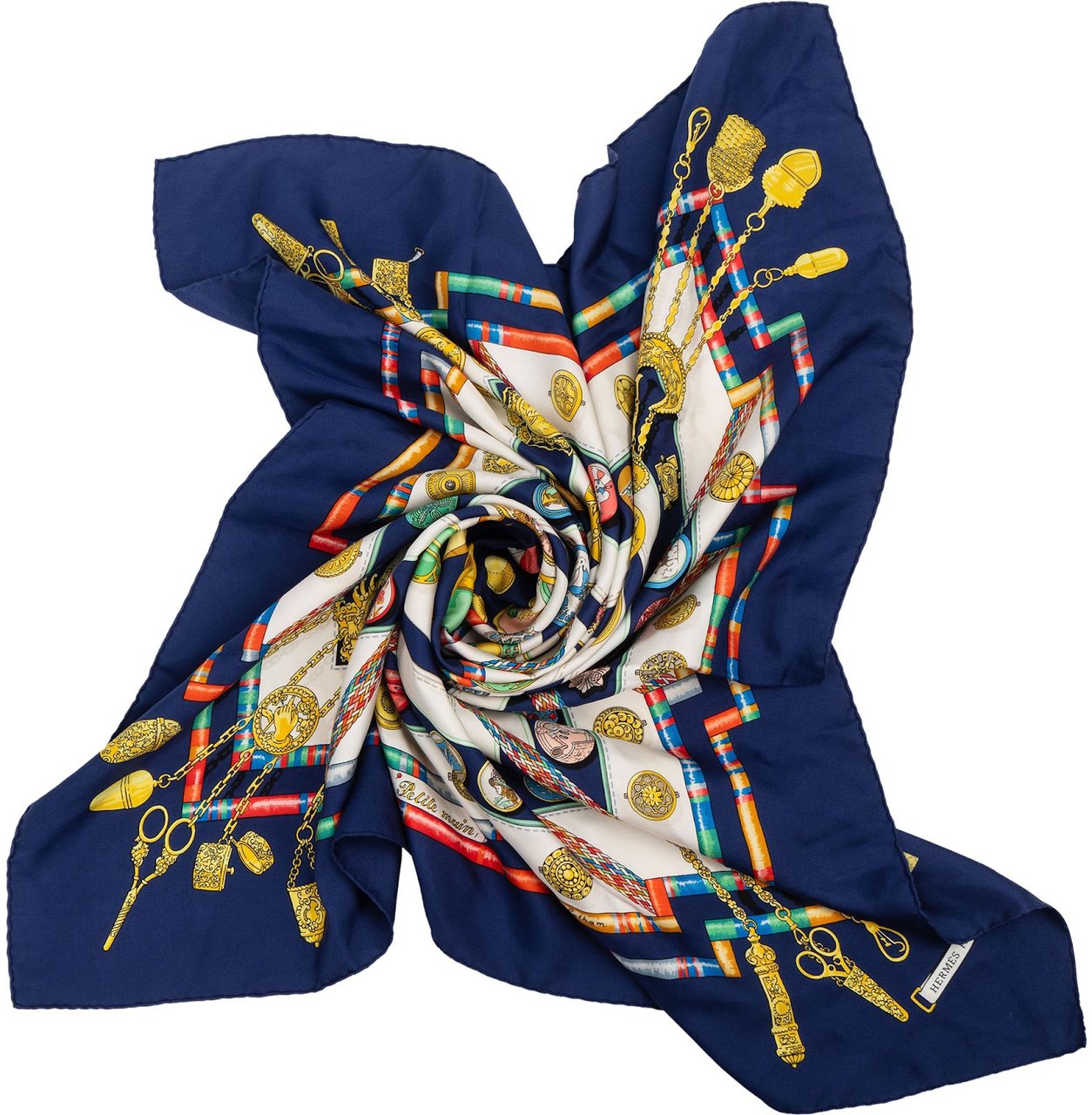 Hermès Petite Main Silk 90 Scarf Tuch Blauw