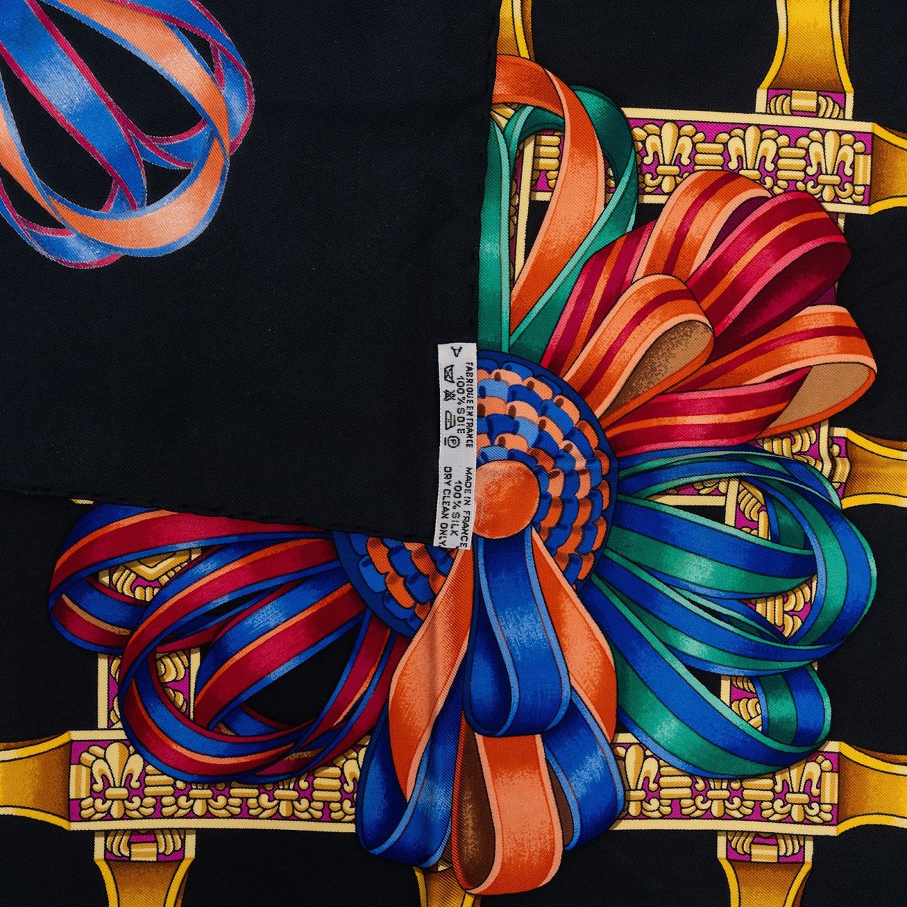 Hermès Les Rubans du Cheval Silk Carre 90 Scarf Tuch Zwart