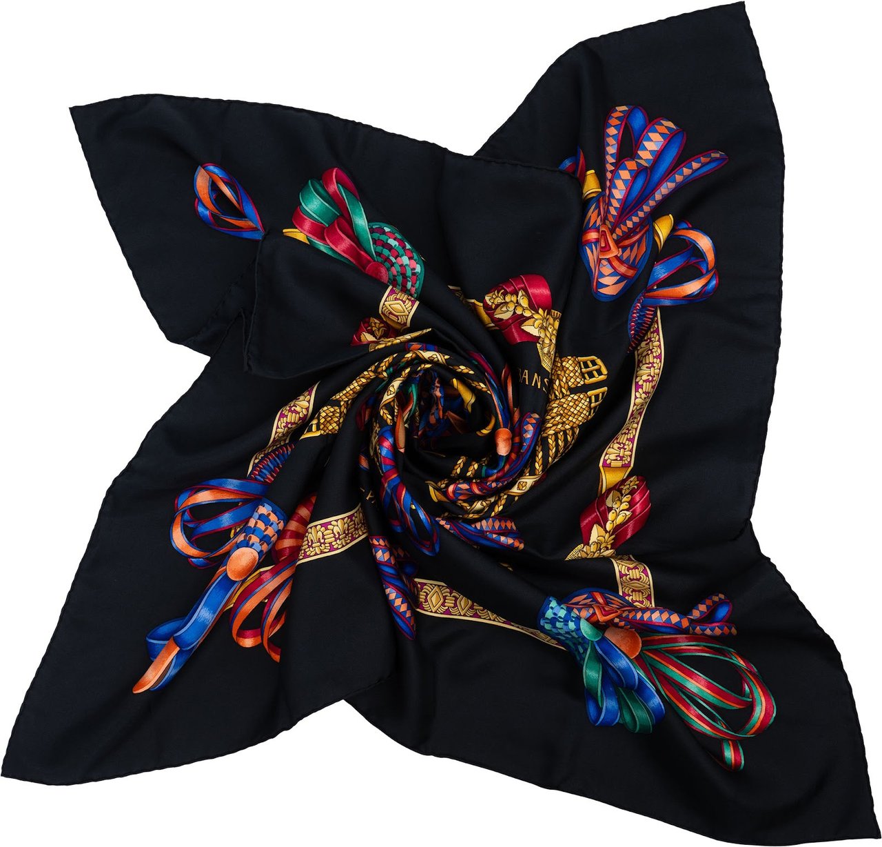 Hermès Les Rubans du Cheval Silk Carre 90 Scarf Tuch Zwart