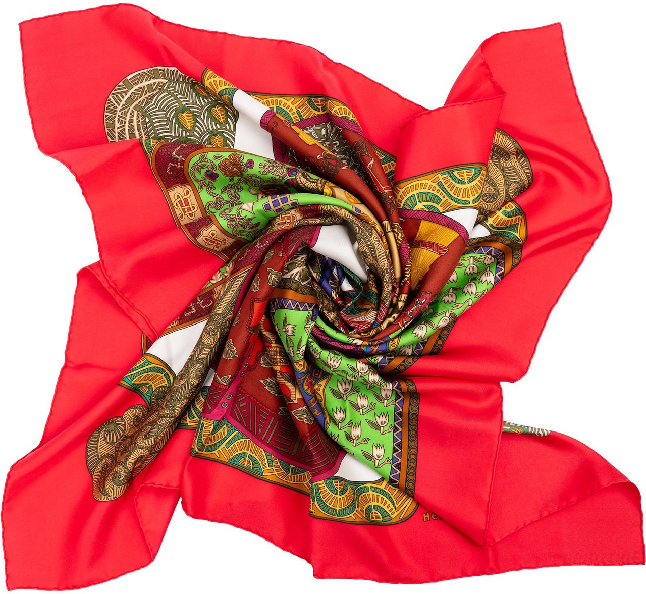 Hermès L'Art de la Steppe Silk Carre 90 Scarf Tuch Rood