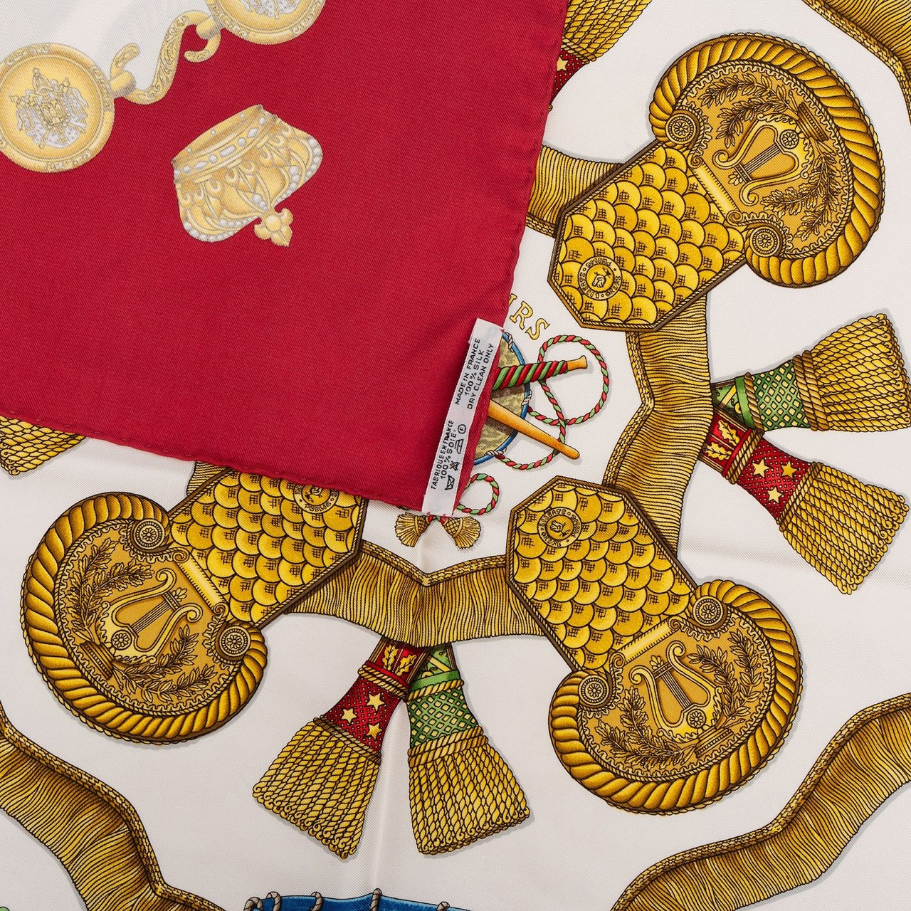 Hermès Les Tambours Silk Carre 90 Scarf Tuch Rood