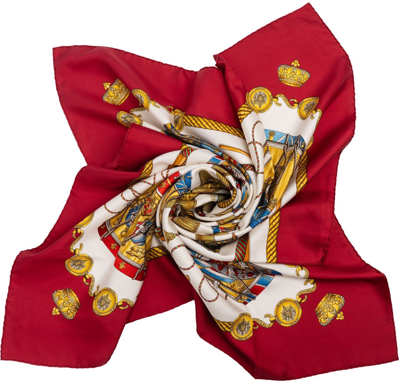 Hermès Les Tambours Silk Carre 90 Scarf Tuch Rood