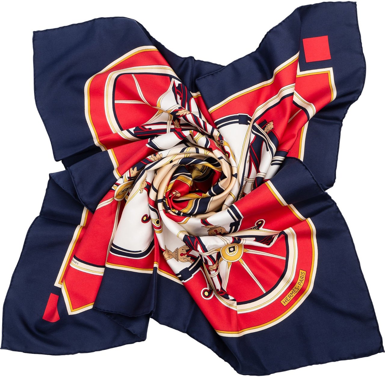 Hermès Les Voitures à Transformation Silk 90 Scarf Tuch Rood