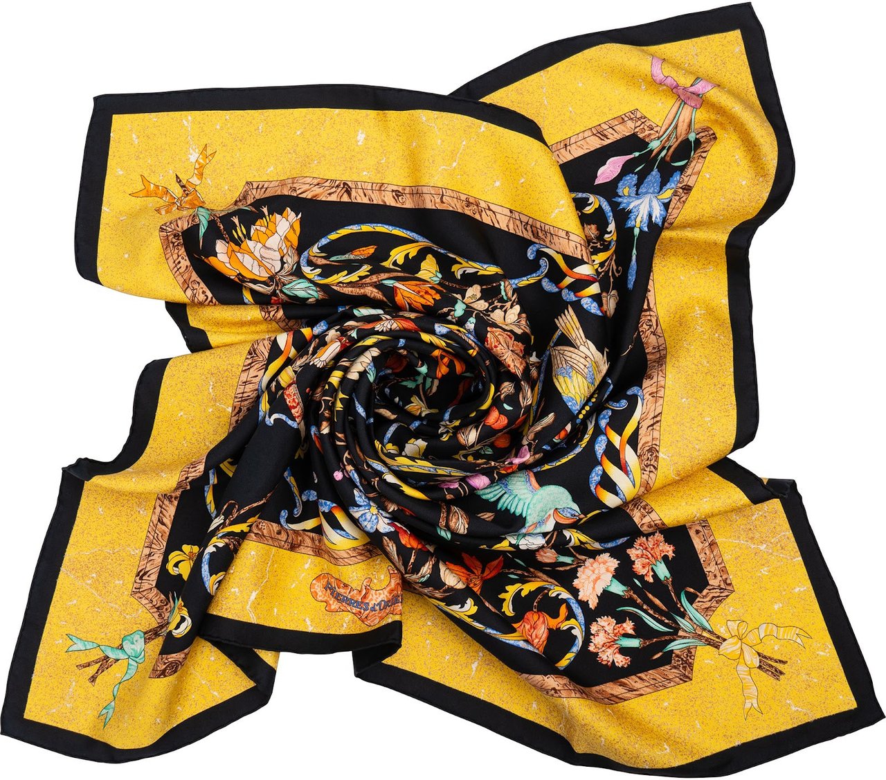 Hermès Pierres d'Orient et d' Occident Silk 90 Scarf Tuch Zwart