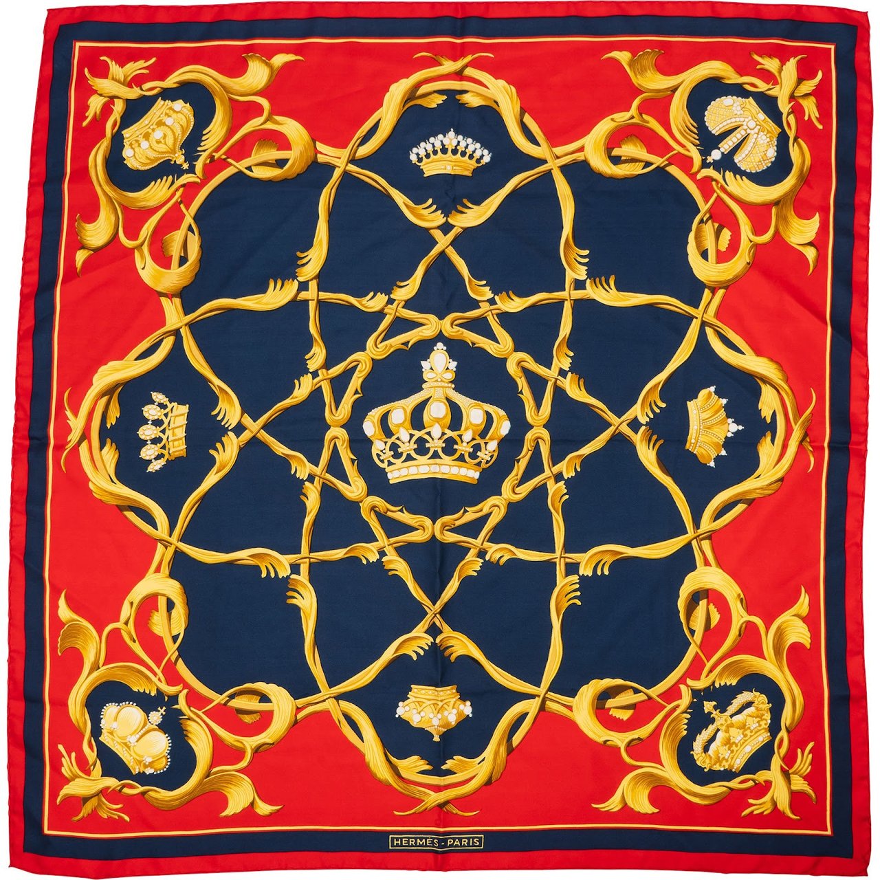 Hermès Couronnes Silk 90 Scarf Tuch Rood