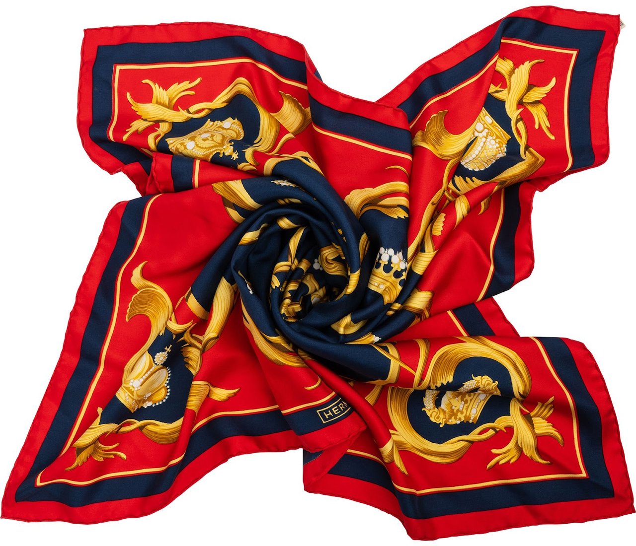 Hermès Couronnes Silk 90 Scarf Tuch Rood