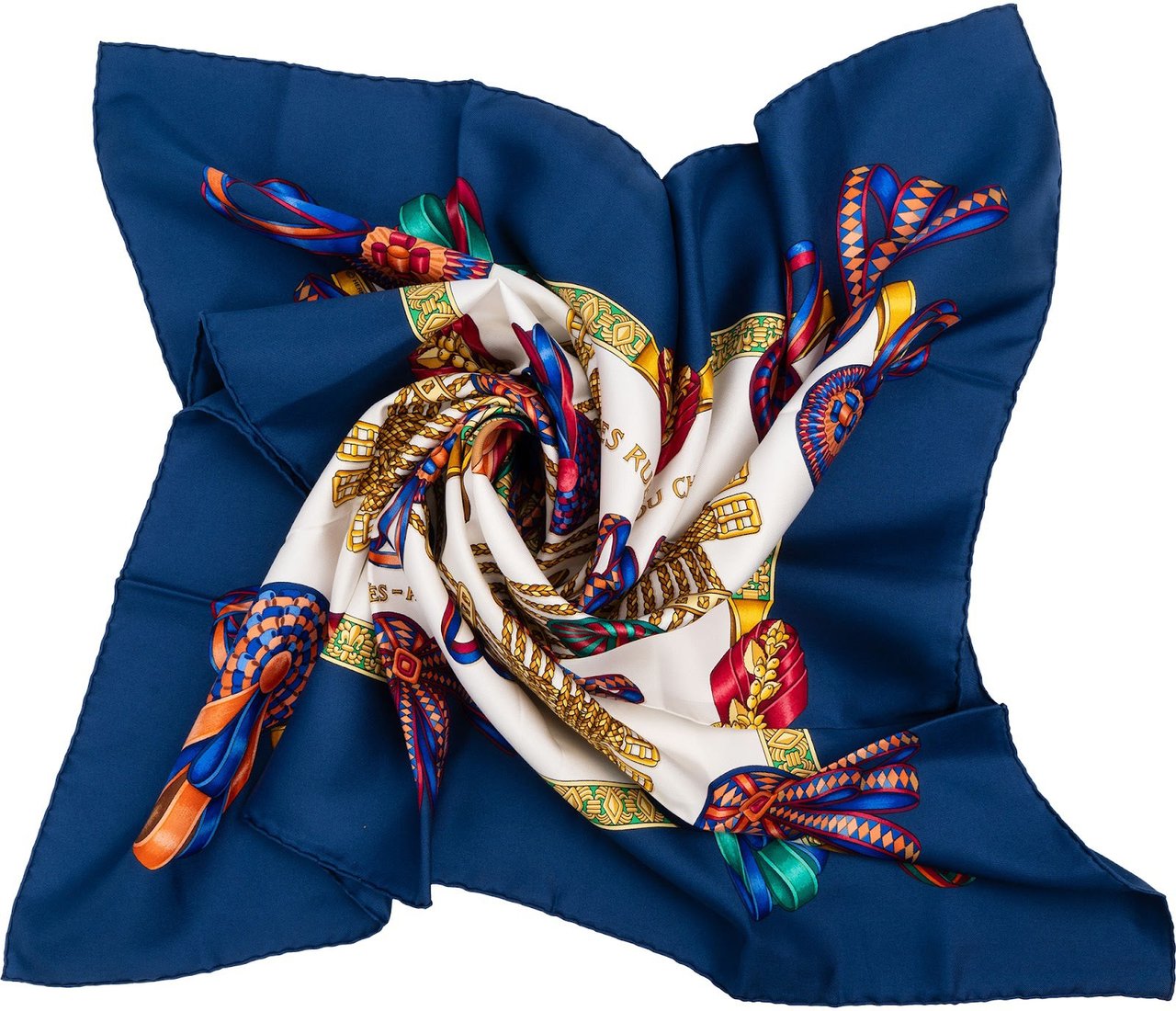 Hermès Les Rubans Du Cheval Silk 90 Scarf Tuch Blauw