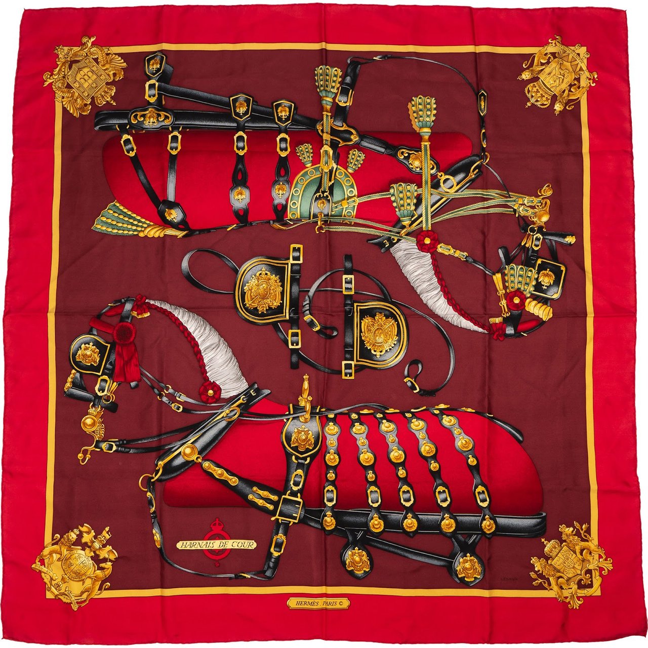 Hermès Harnais de Cour Carré 90 Tuch Scarf Rood