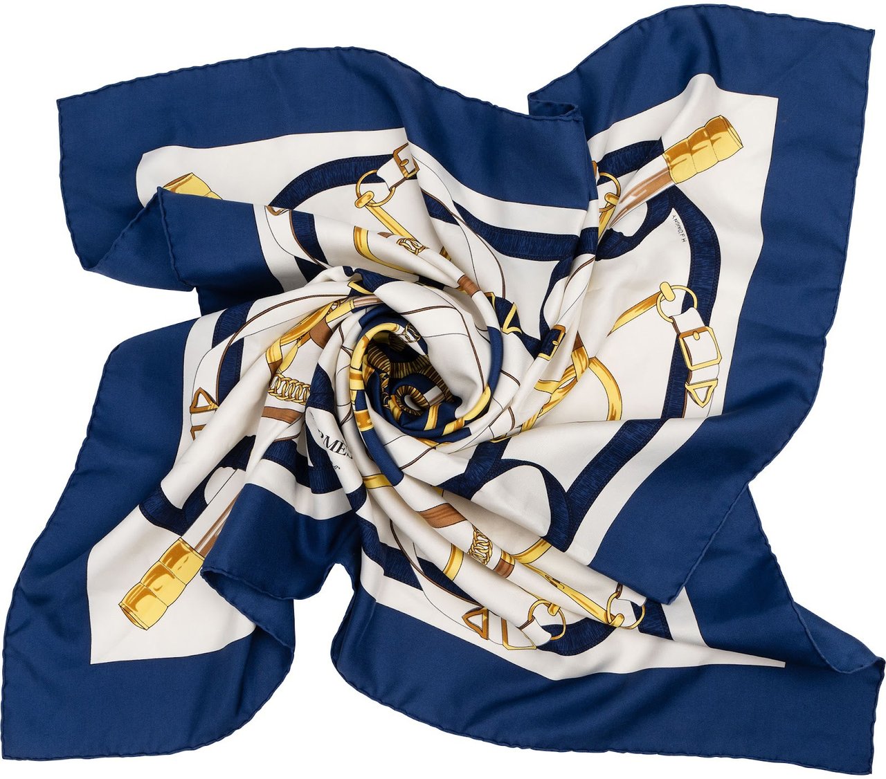 Hermès Eperon d'Or Silk Carre 90 Scarf Tuch Blauw