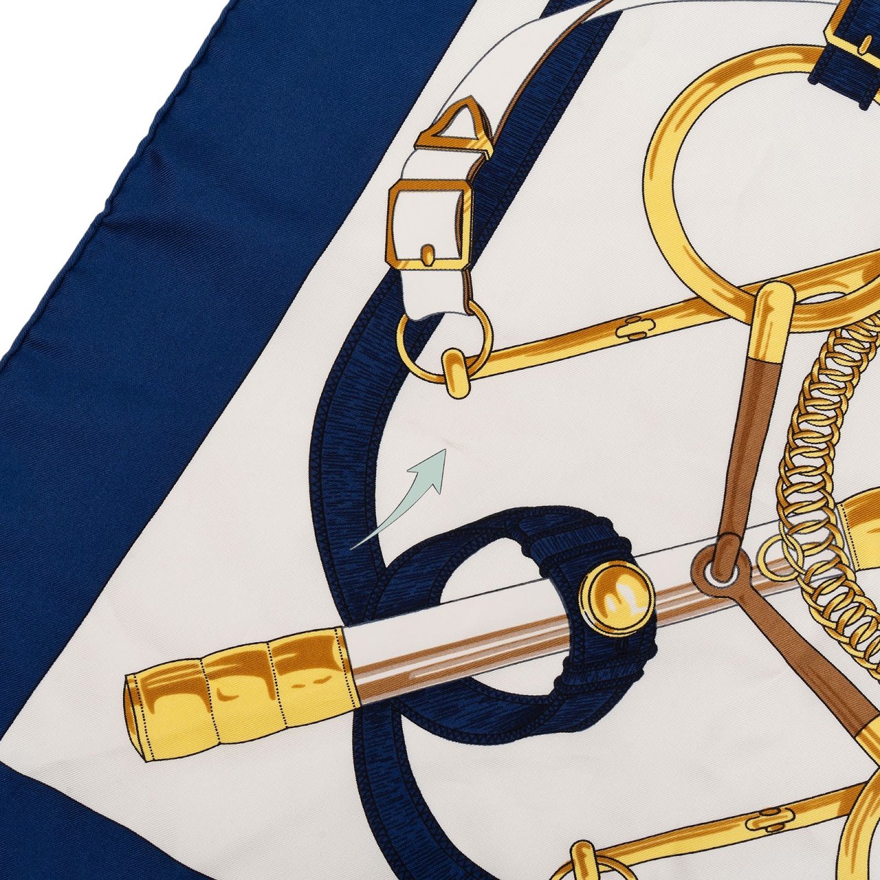 Hermès Eperon d'Or Silk Carre 90 Scarf Tuch Blauw
