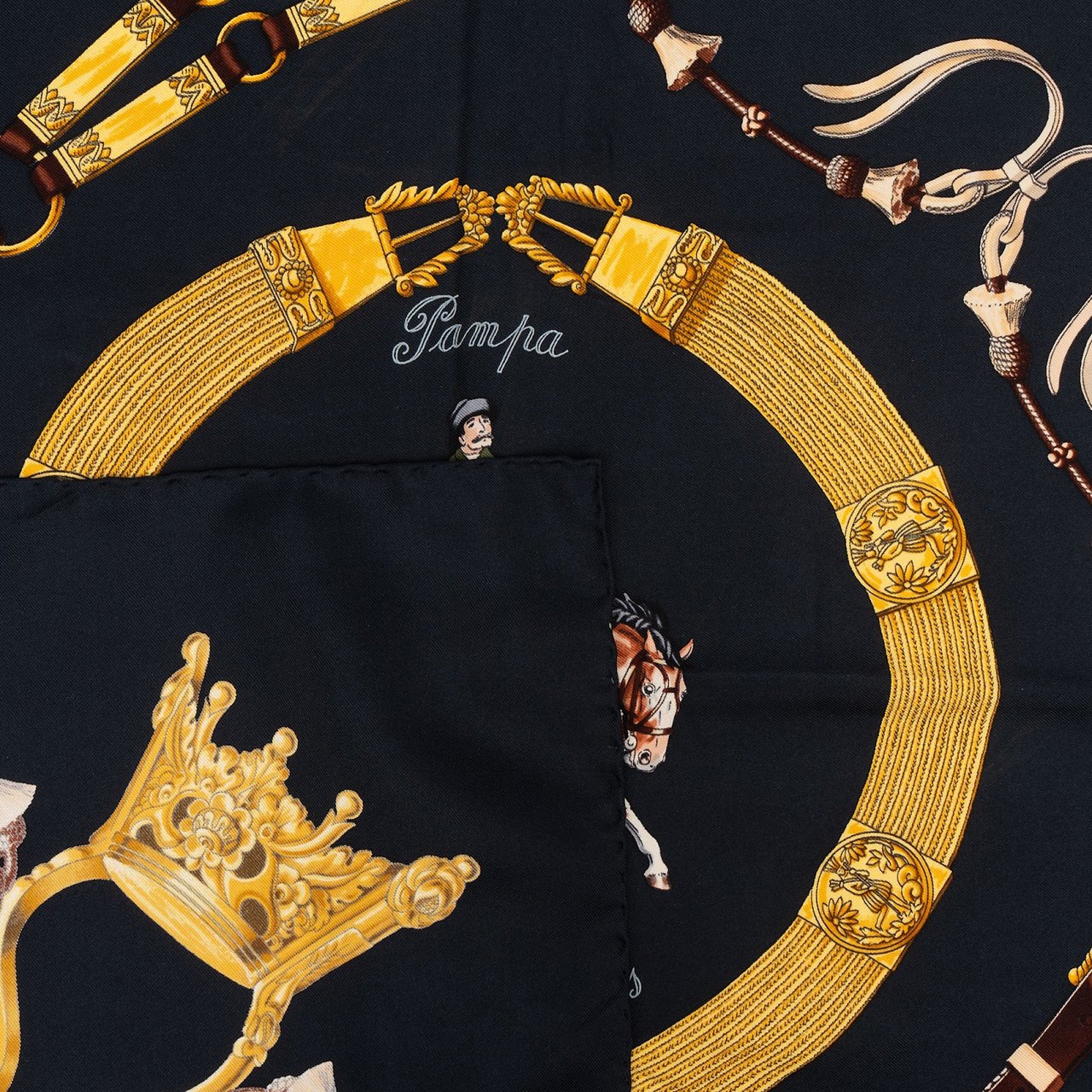 Hermès Pampa Carré Silk 90 Scarf Tuch Zwart