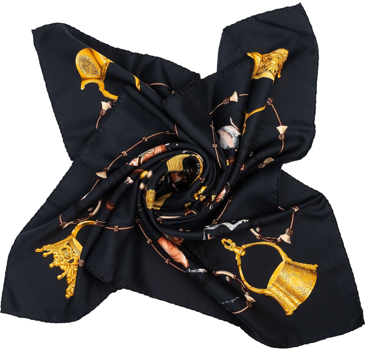 Hermès Pampa Carré Silk 90 Scarf Tuch Zwart