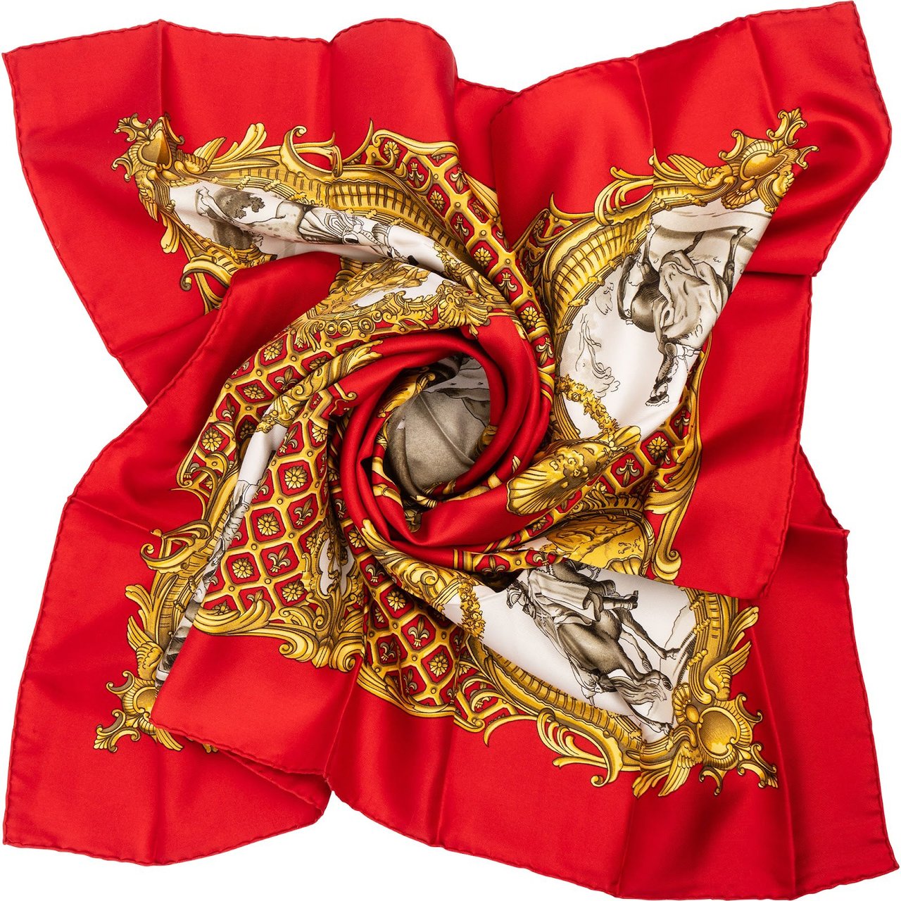 Hermès Louis XV Silk Carre 90 Scarf Tuch Rood