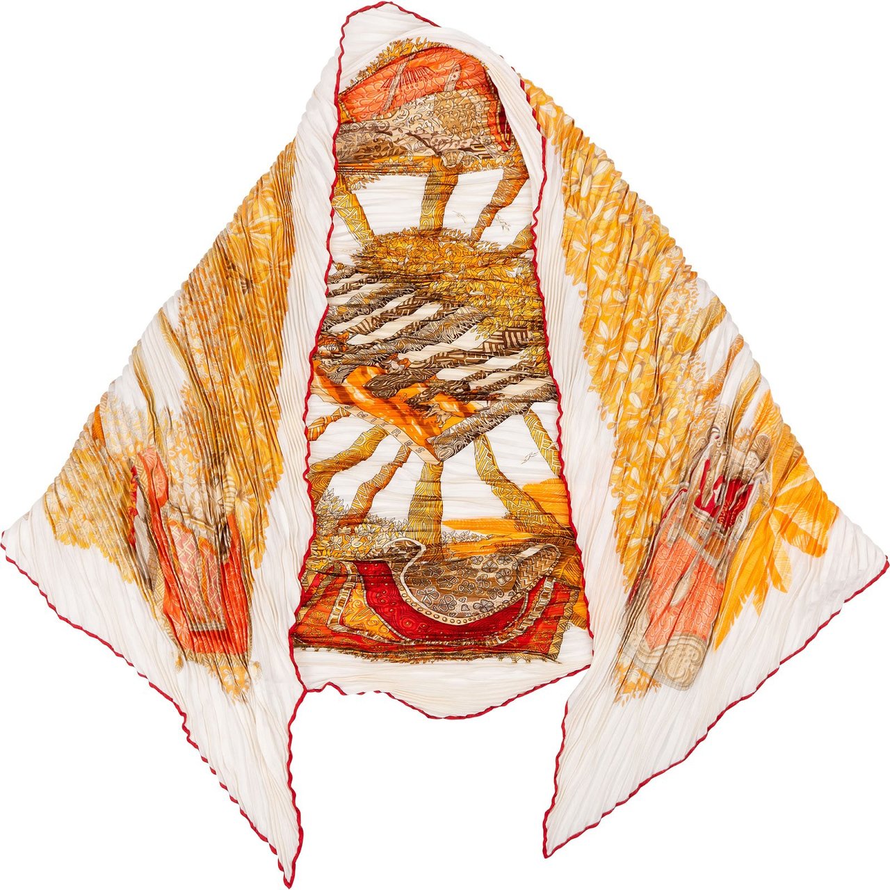Hermès Ombres et Lumieres Plissé Tuch Scarf Wit