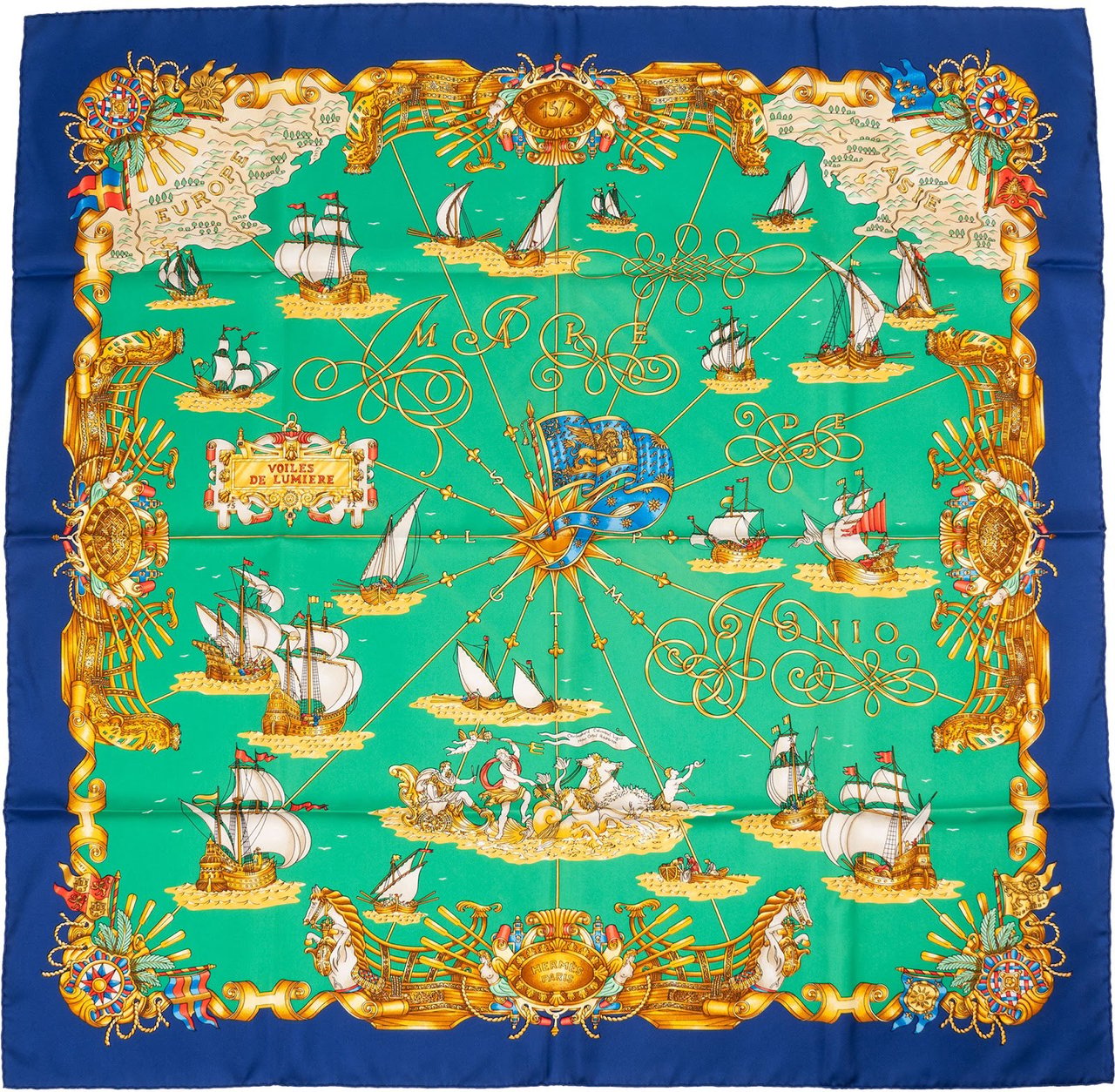 Hermès Voiles de Lumiere Silk Carre 90 Scarf Tuch Groen