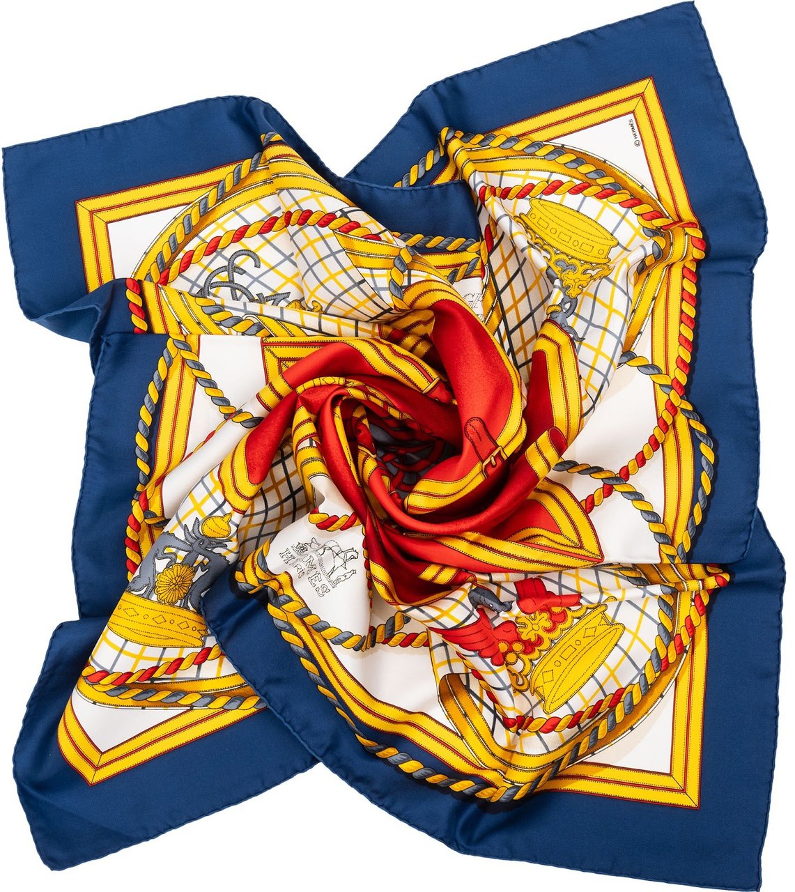 Hermès Grande Tenue Silk Carre 90 Scarf Tuch Blauw