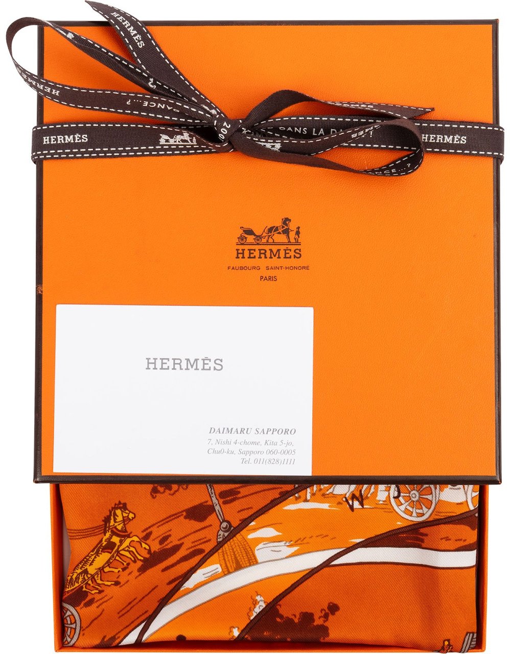 Hermès Jeu des Omnibus et Dames Blanches Silk Carre 70 Scarf Tuch Oranje