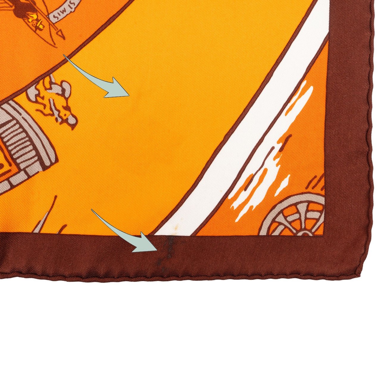 Hermès Jeu des Omnibus et Dames Blanches Silk Carre 70 Scarf Tuch Oranje