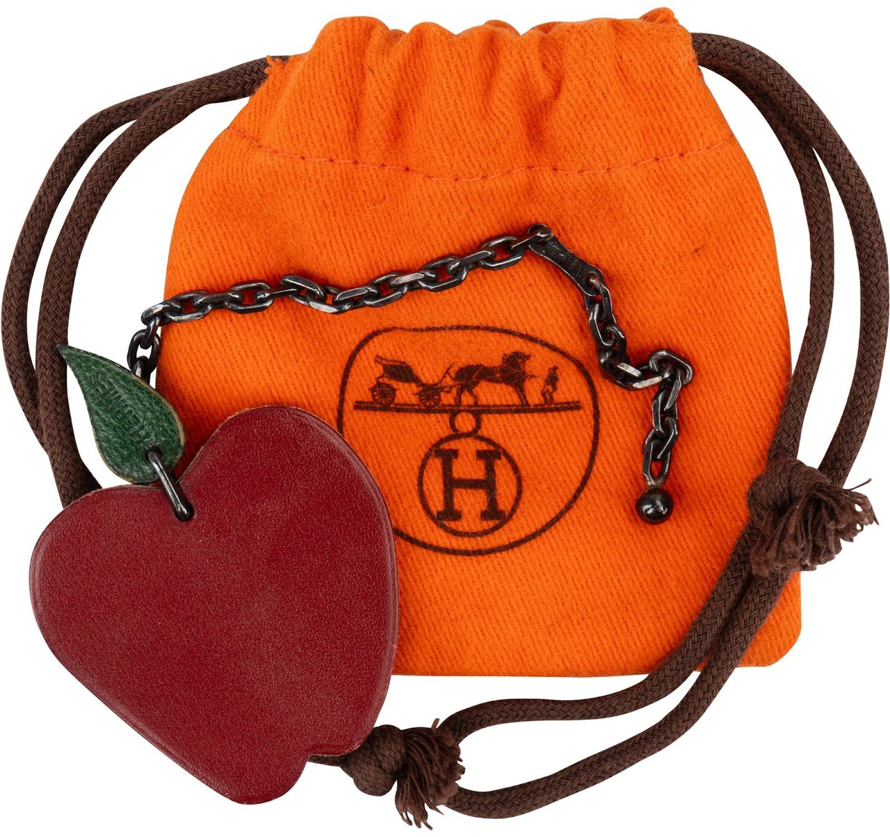 Hermès Leather Apple Bag Charm Rood
