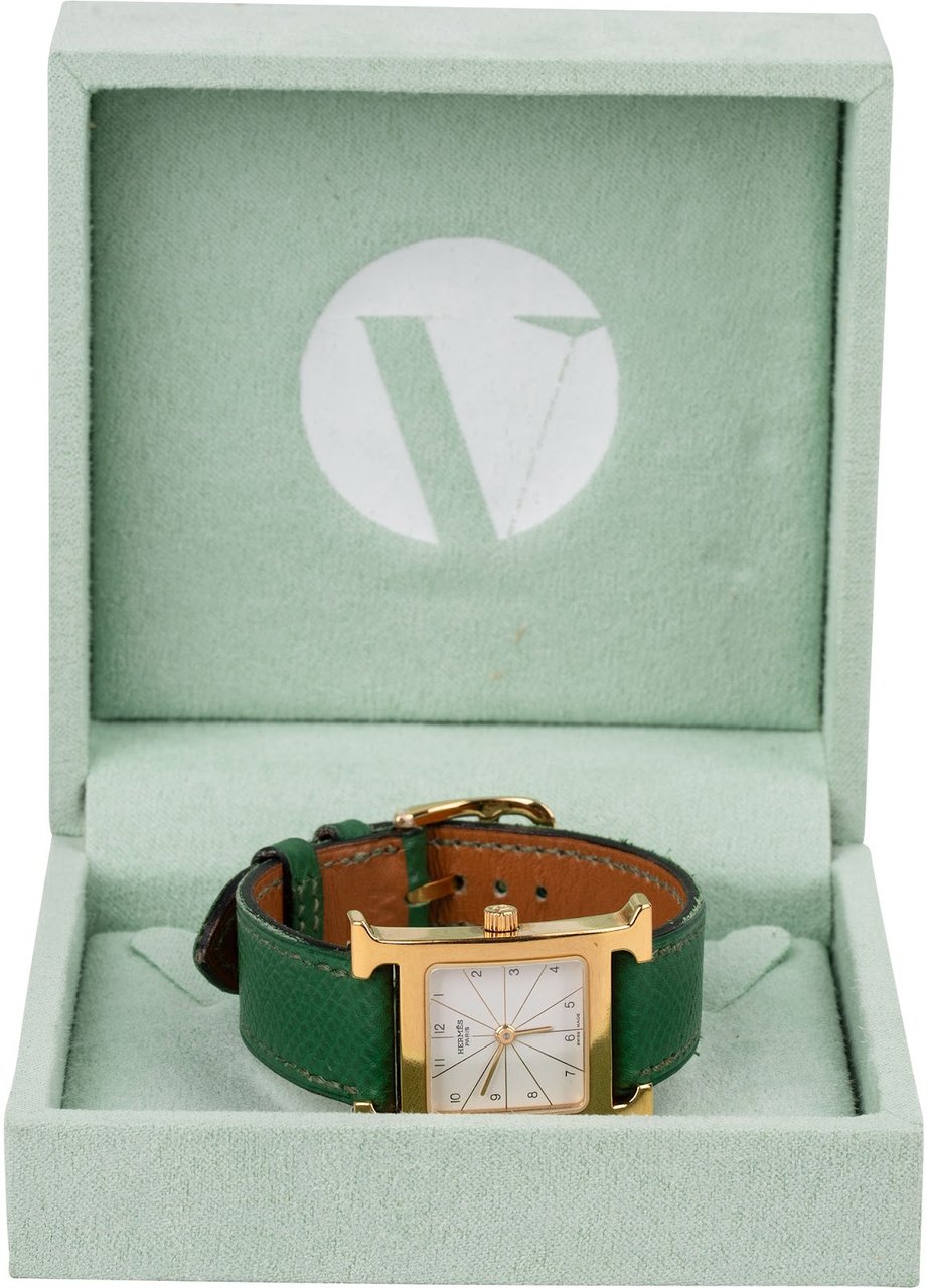 Hermès Gold Tone Heure H Women Watch HH1.210 Groen
