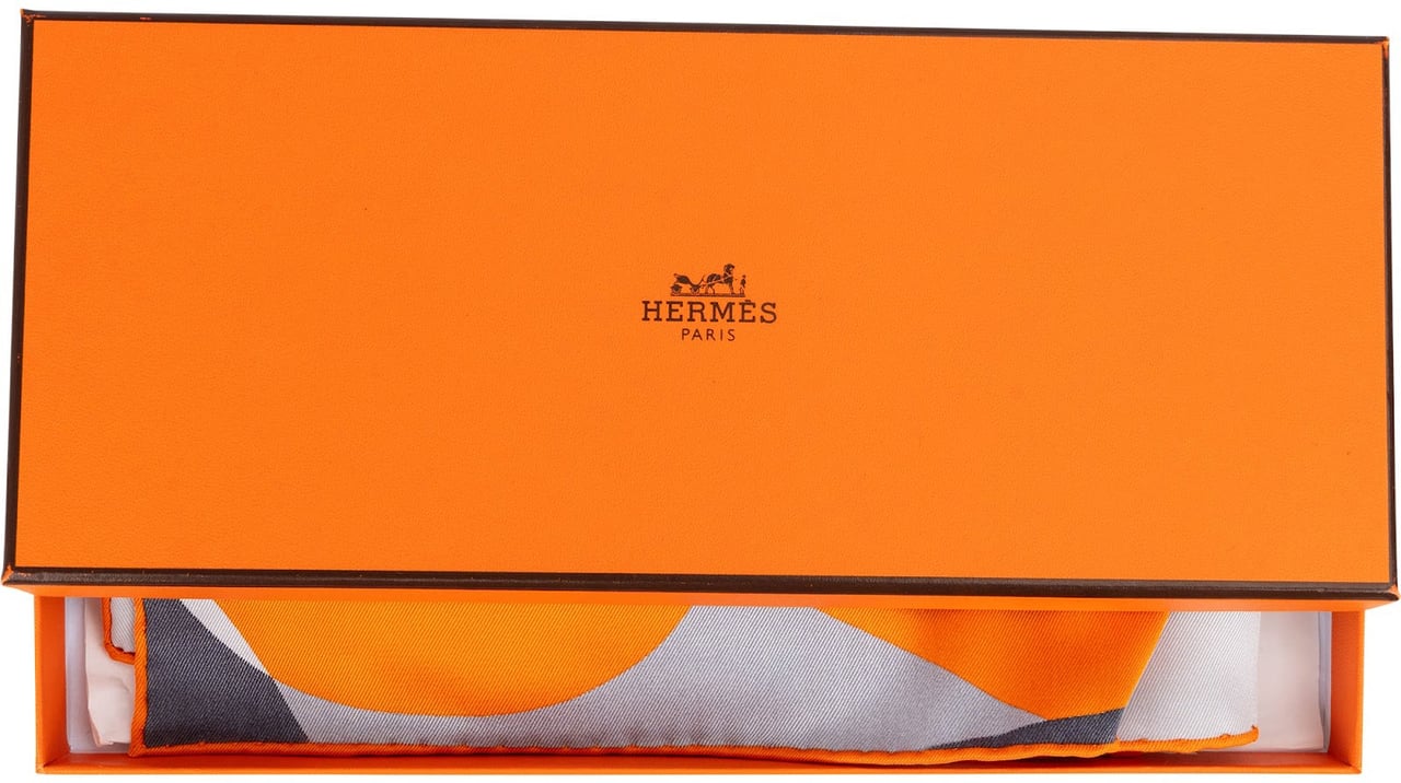 Hermès H en Biais Silk 40 Scarf Tuch Oranje
