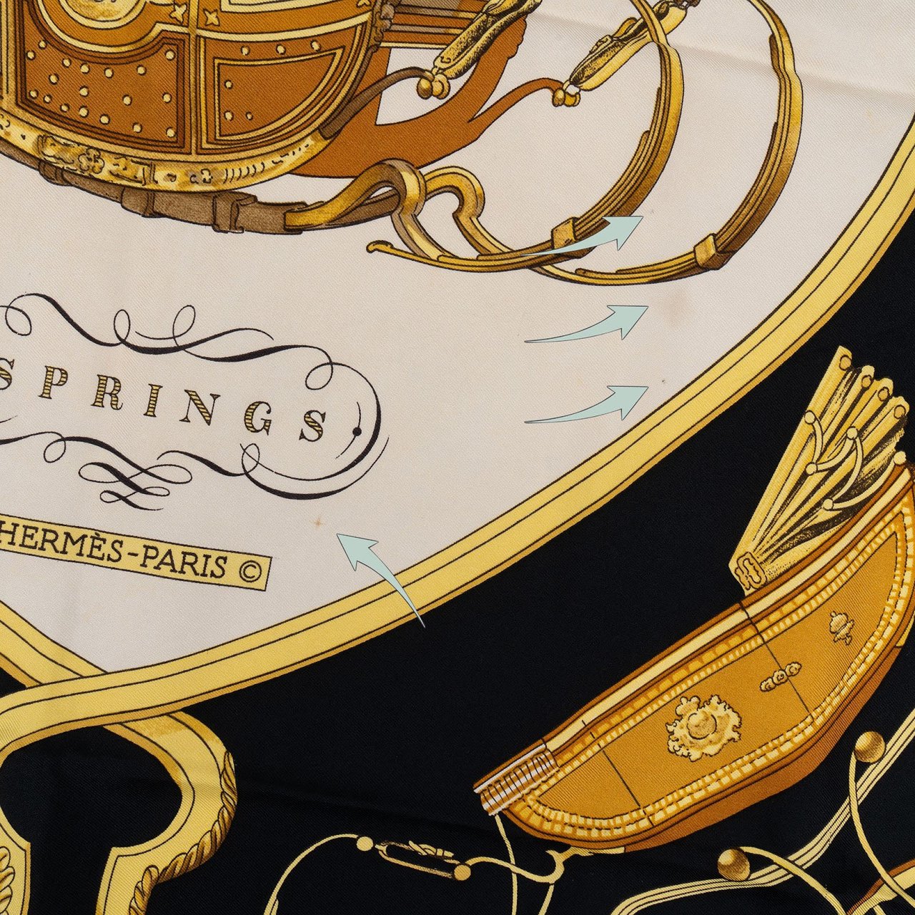 Hermès Springs Carré Silk Carre 90 Scarf Tuch Zwart