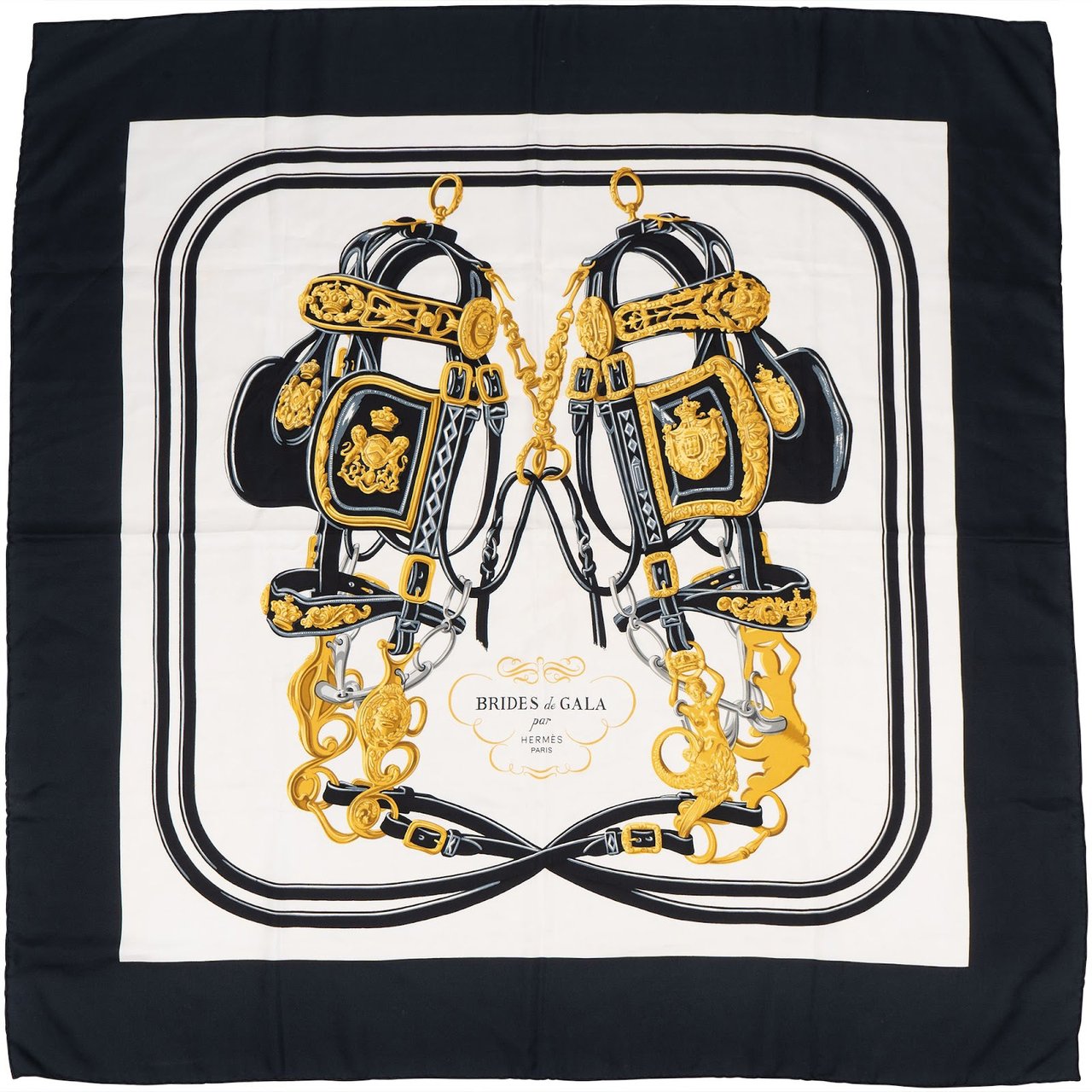 Hermès Brides de Gala Silk 90 Scarf Tuch Zwart
