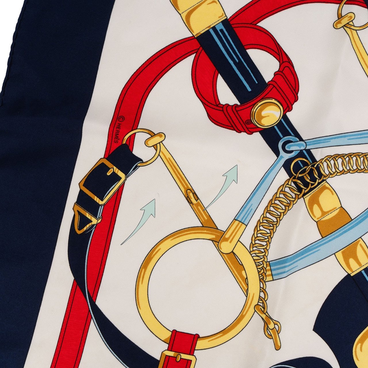 Hermès Eperon d'Or Silk Carre 90 Scarf Tuch Blauw