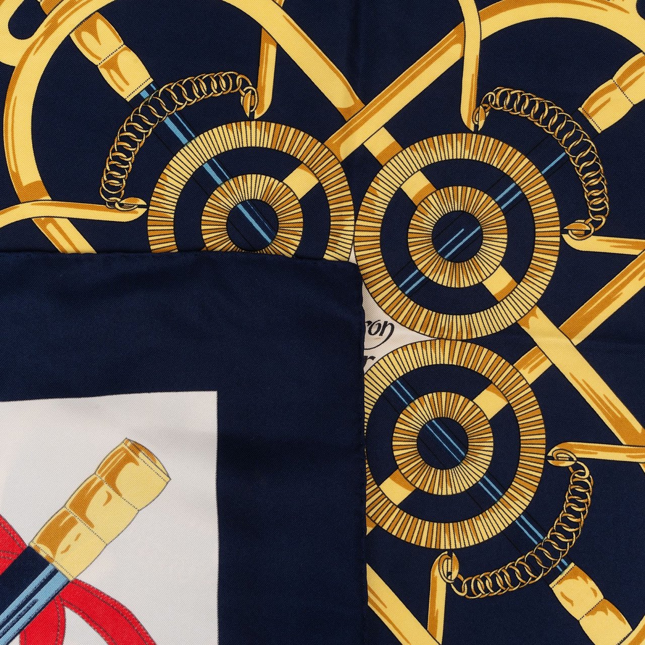 Hermès Eperon d'Or Silk Carre 90 Scarf Tuch Blauw