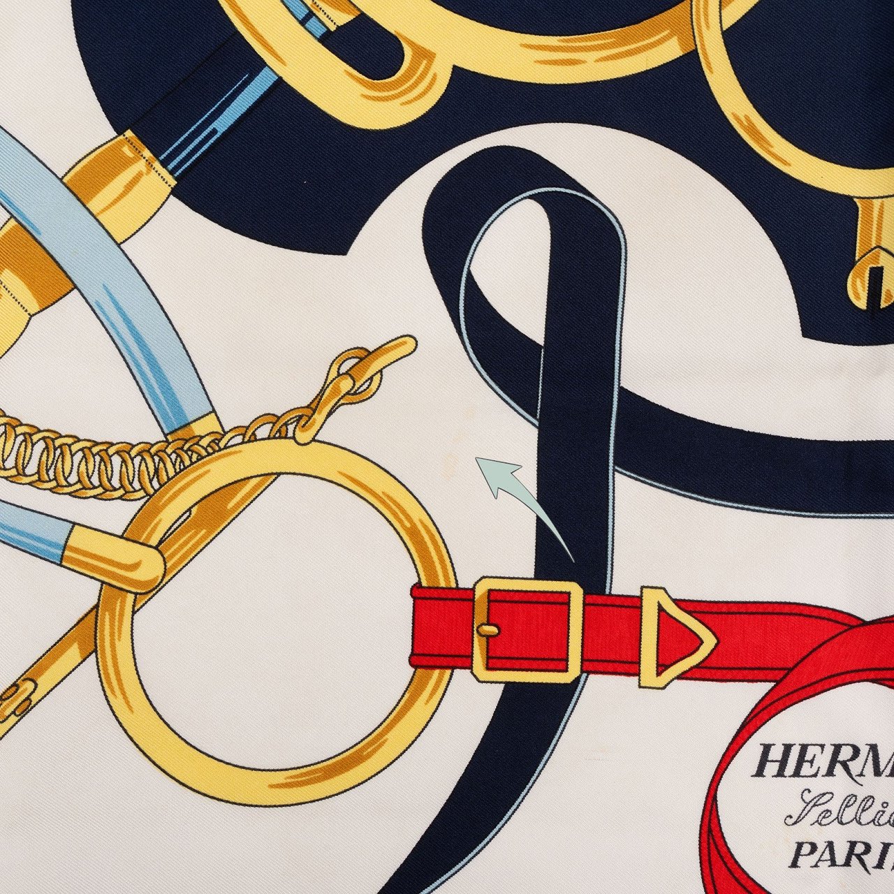 Hermès Eperon d'Or Silk Carre 90 Scarf Tuch Blauw