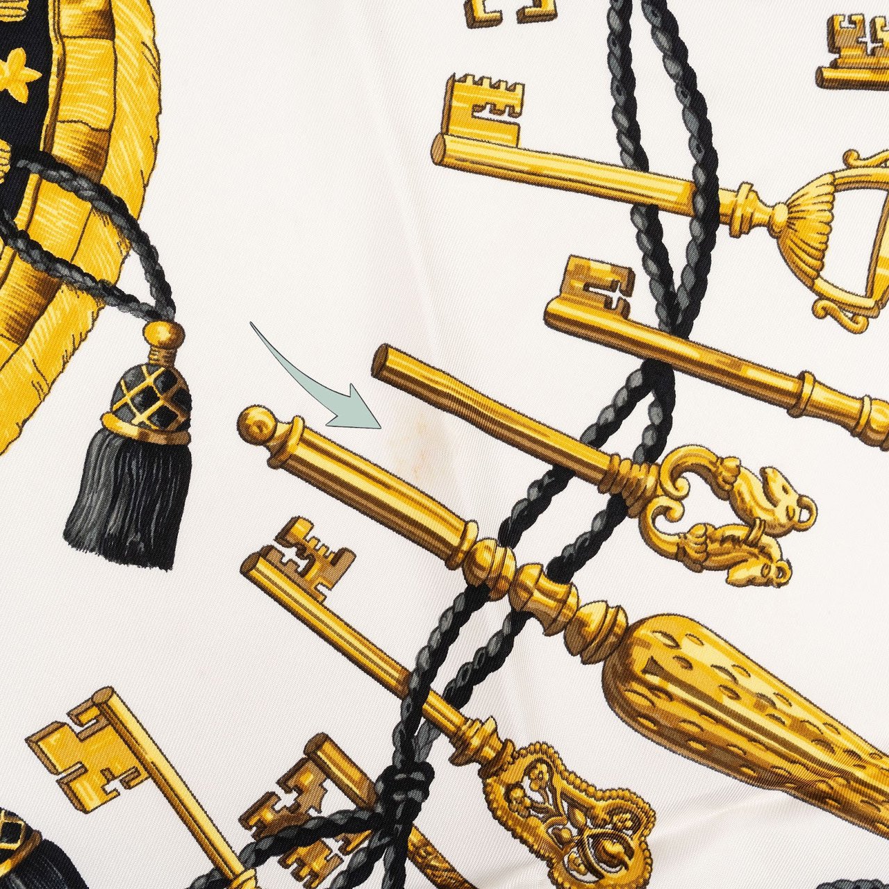Hermès Les Clefs Pointues Silk 90 Scarf Tuch Wit