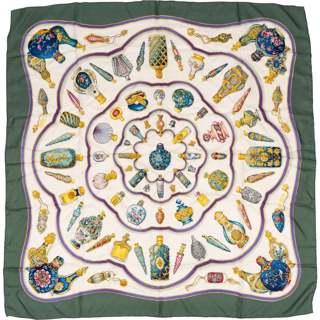 Hermès Parfums d'Hermès Silk 90 Scarf Tuch Groen