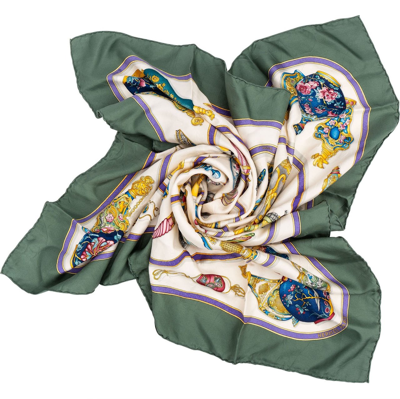 Hermès Parfums d'Hermès Silk 90 Scarf Tuch Groen