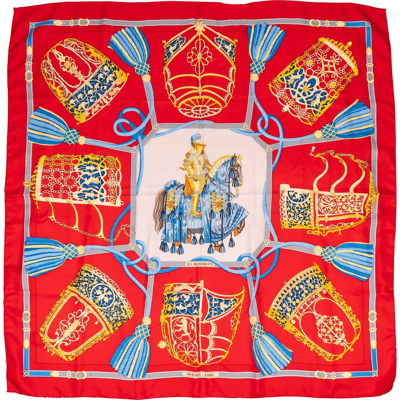 Hermès Les Muserolles Silk 90 Scarf Tuch Rood