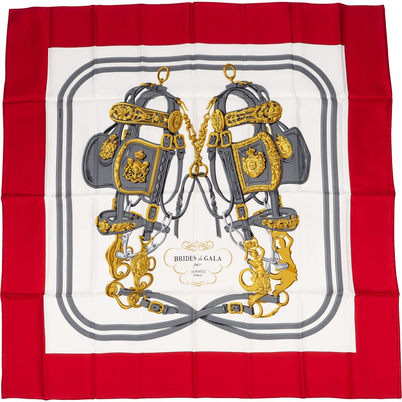 Hermès Brides de Gala Silk 90 Scarf Tuch Rood