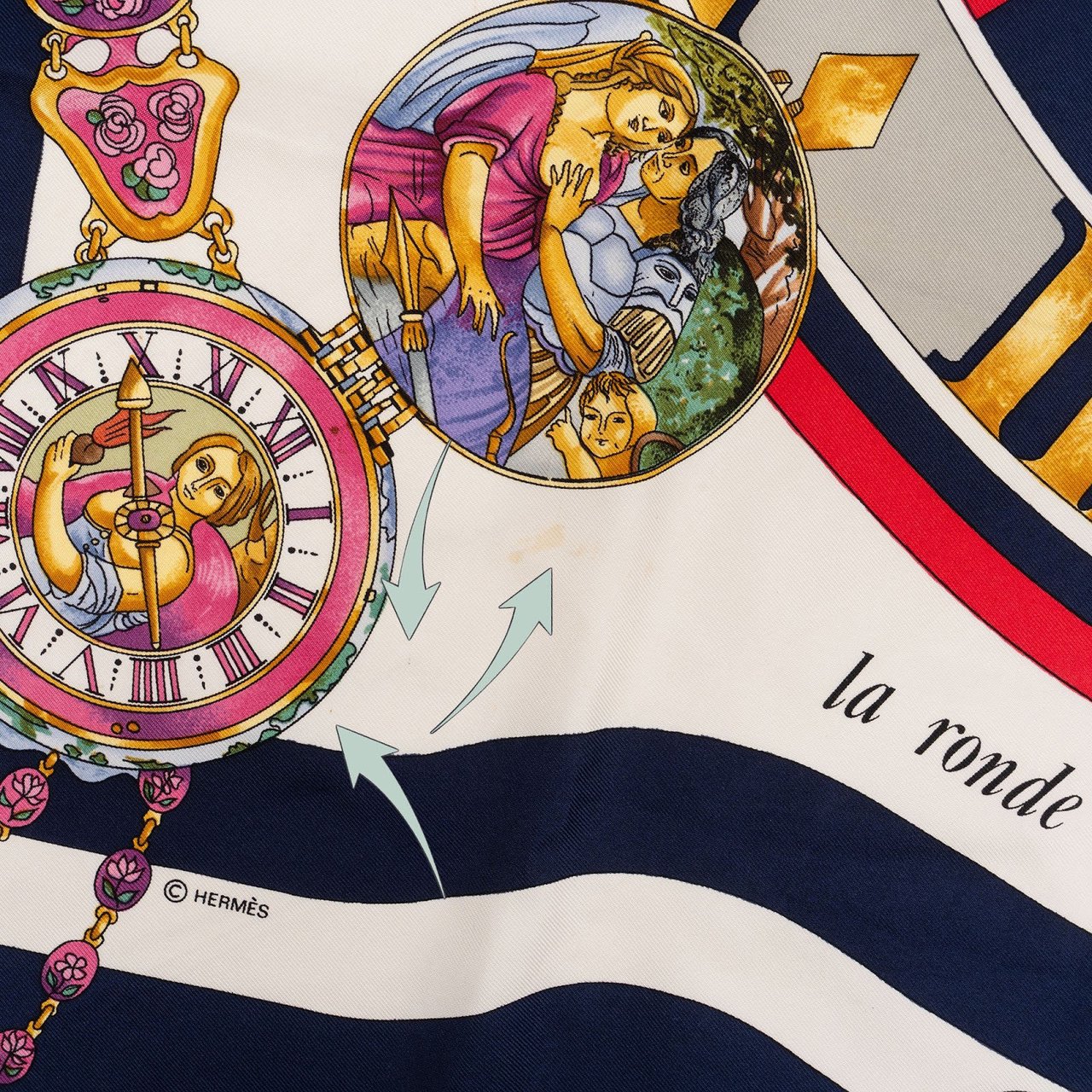 Hermès La Ronde des Heures Silk Carre 90 Scarf Tuch Divers