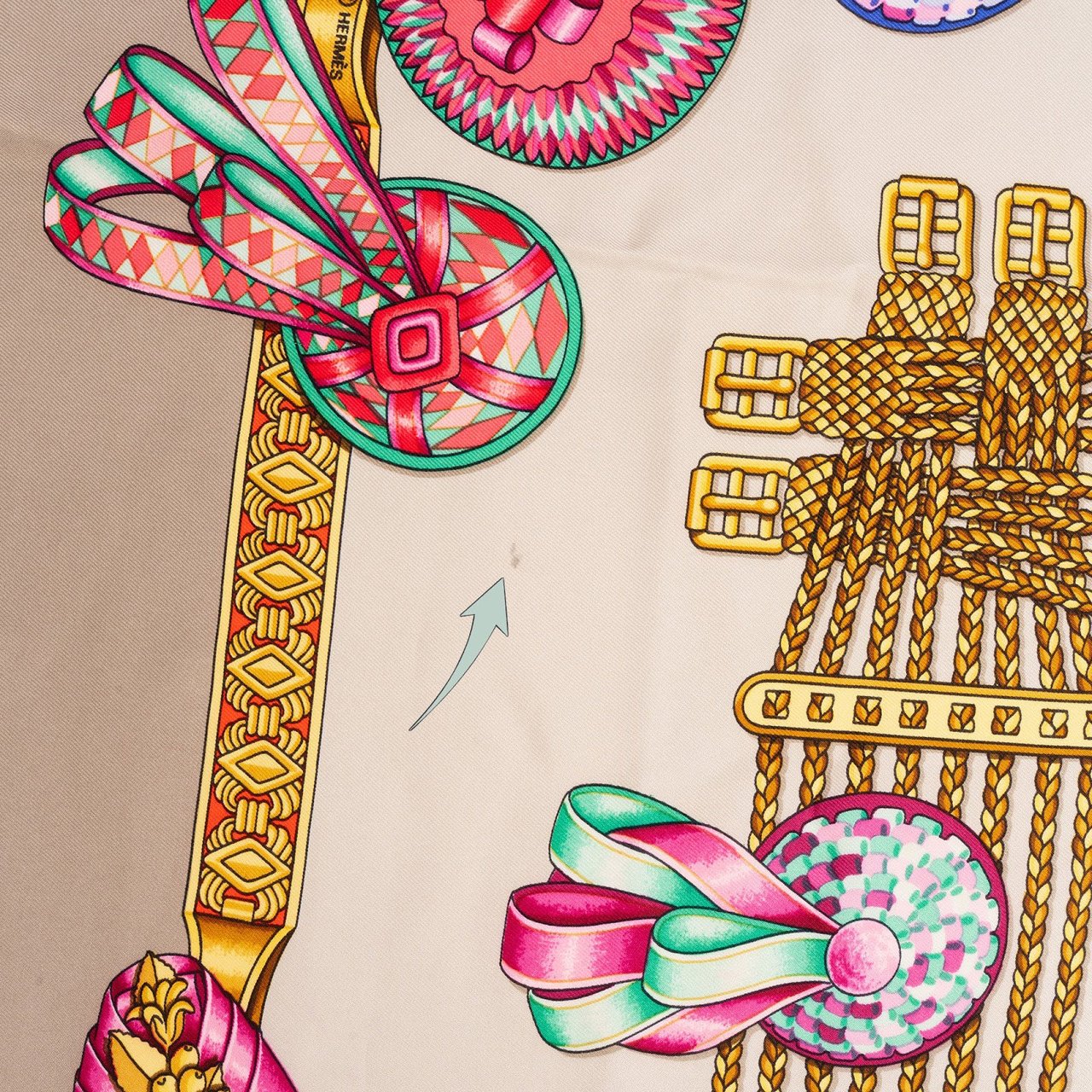 Hermès Les Rubans du Cheval Silk 90 Scarf Tuch Beige