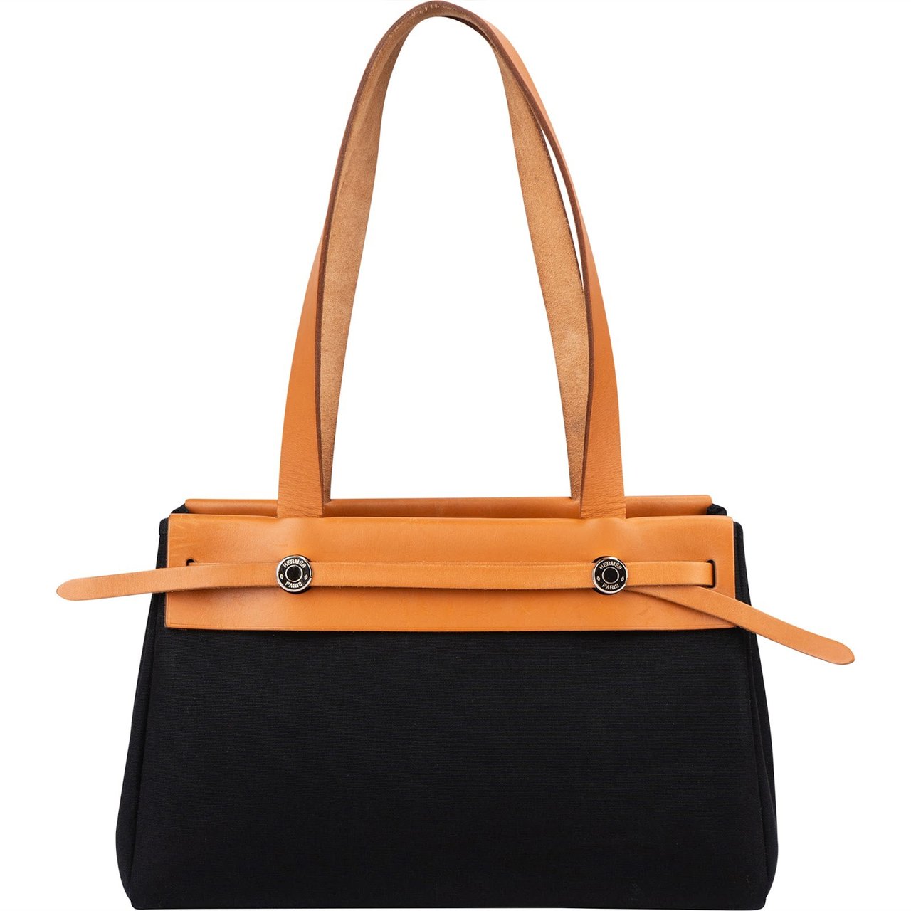 Hermès Canvas Leather Cabas PM Shoulder Bag Zwart