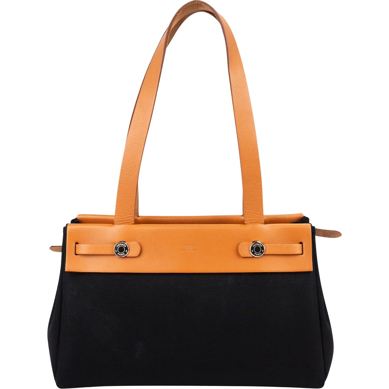 Hermès Canvas Leather Cabas PM Shoulder Bag Zwart