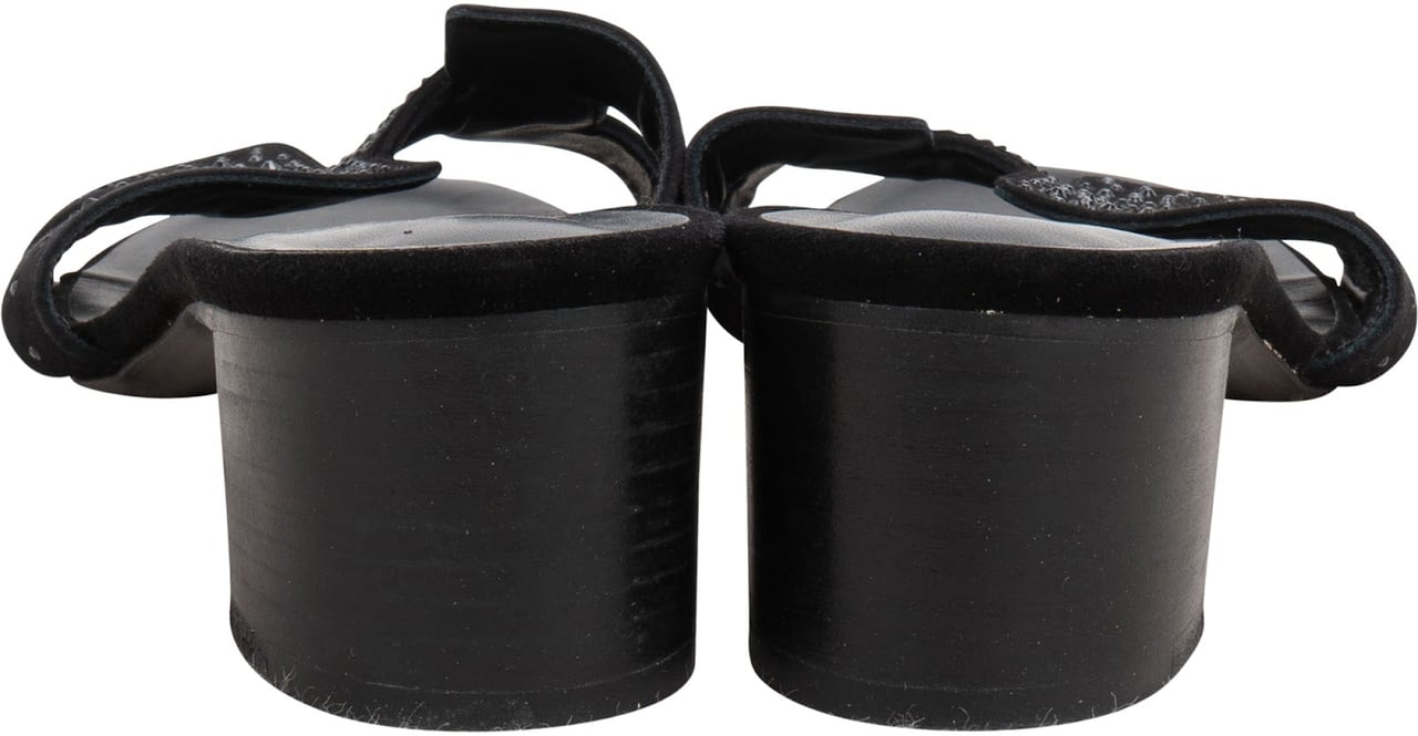 Hermès Special Edition Black Suede Crystal Oran Sandals (37) Zwart