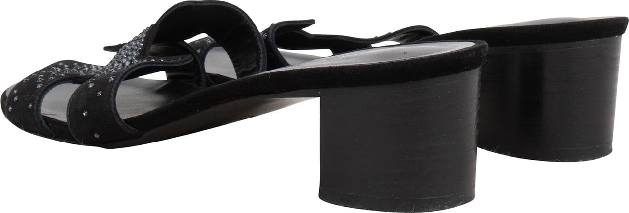 Hermès Special Edition Black Suede Crystal Oran Sandals (37) Zwart
